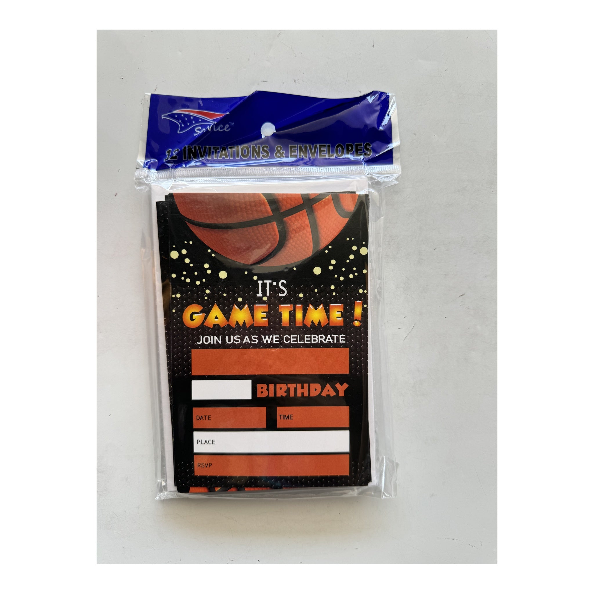 12 ct Invitation Card & Enverlope Basketball 96Pk/Cs